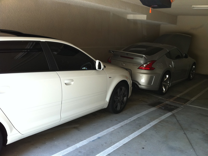 in my garage, wife's car parked behind