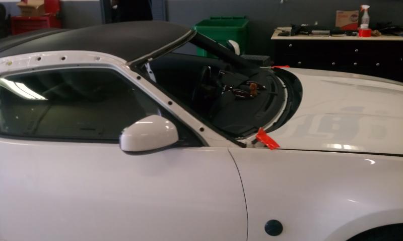 Stupid rock made me have to get a new windshield so with our cars they have to tear the hole Damn car apart.. not cool