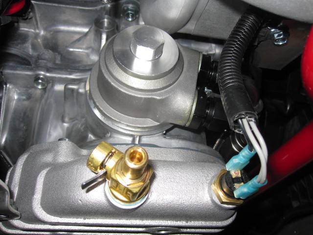 quick drain valve and 190 deg oil pan switch for both Spal 6.5 fans
Plus GTM oil relocation mount
