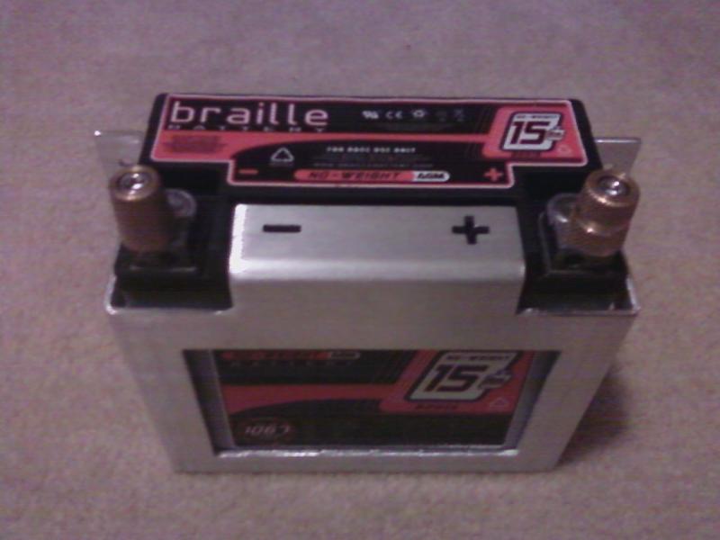 Battery with Braille's custom aluminum mount (B2015)