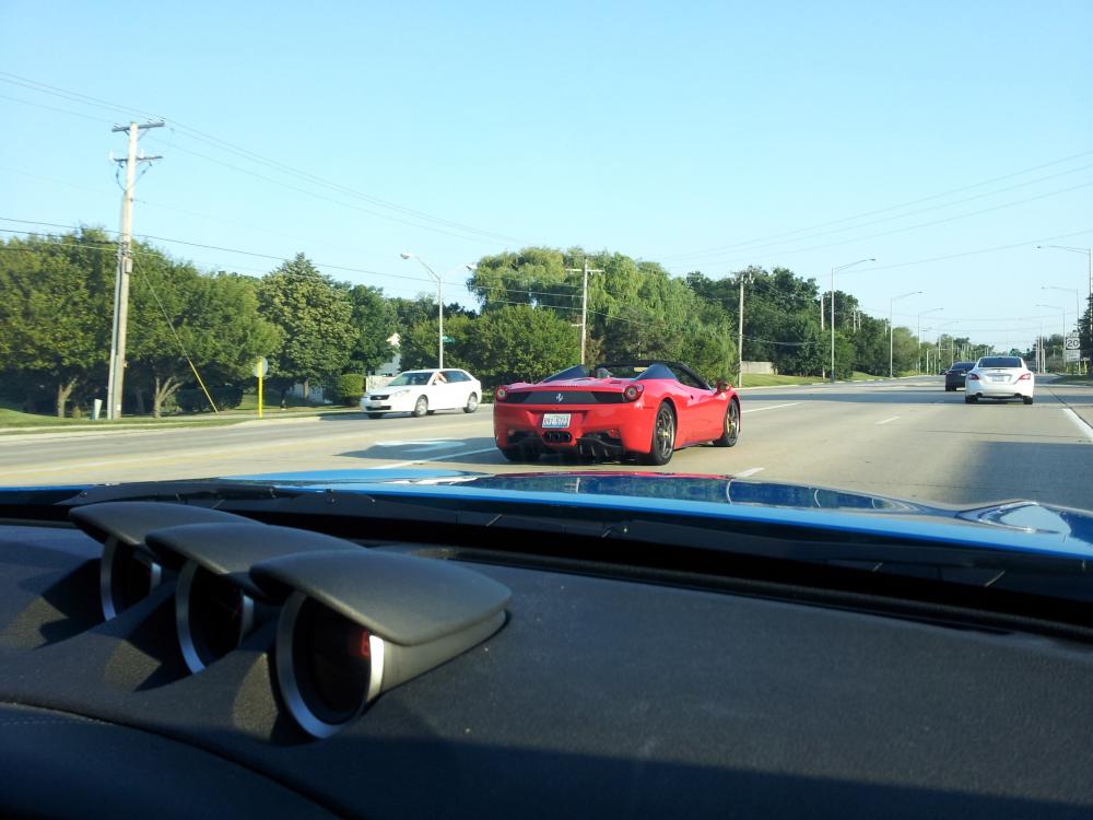 Having fun racing around with a Ferrari 458 Italia