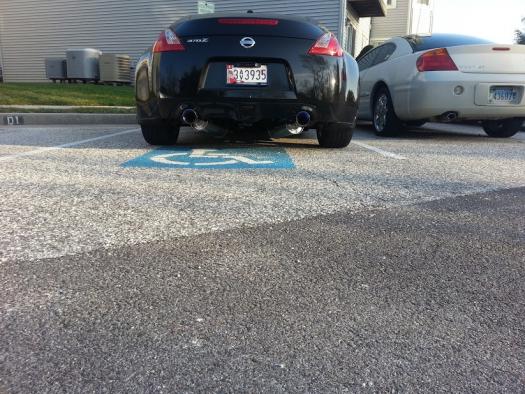 Rear view AAM exhaust.  Note my mental handicap space ;)