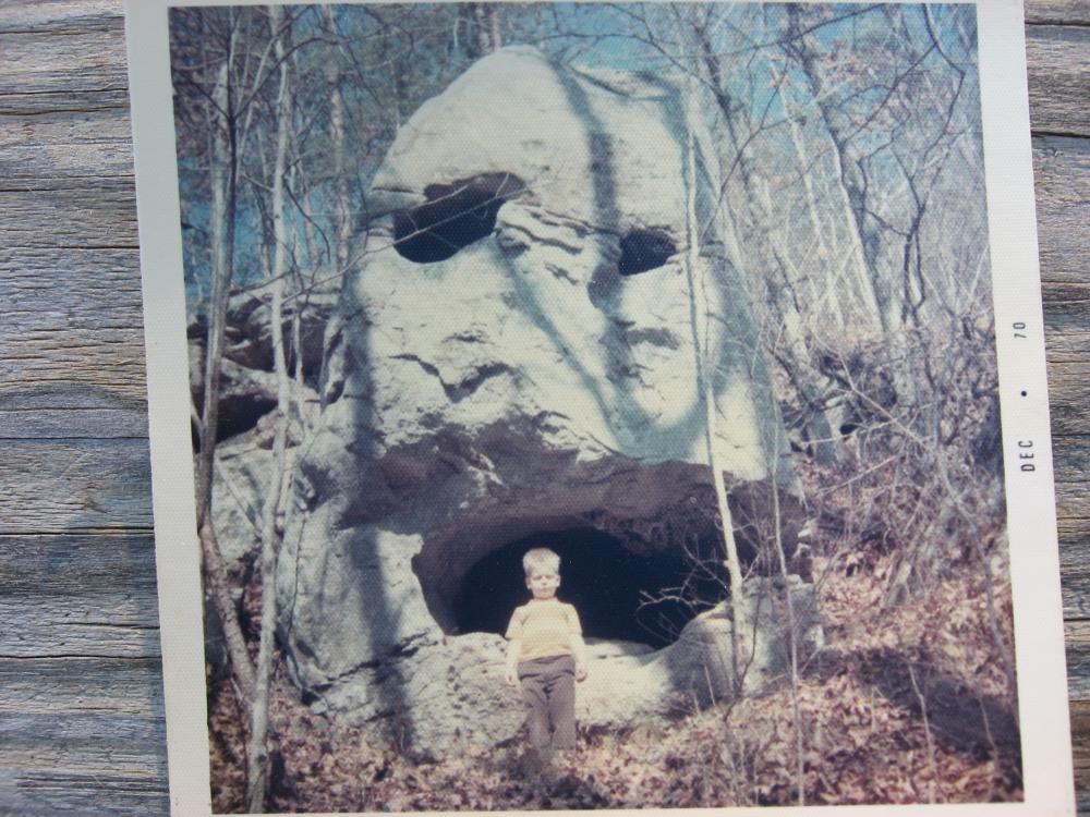 nephew Steve at rock face at Hurricane Creek 1970