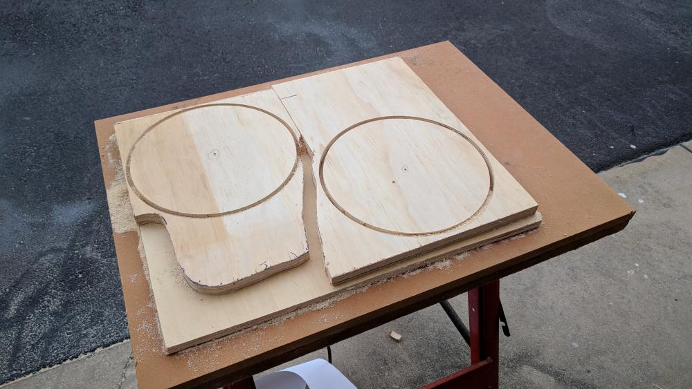 cutting out some plywood rings