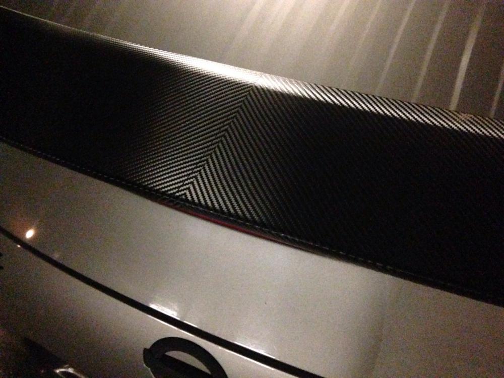 Herringbone carbon fiber wrap 3M on front and rear spoilers