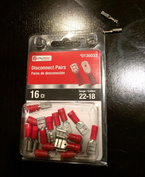 Found the spade connectors at Lowes for cheap!