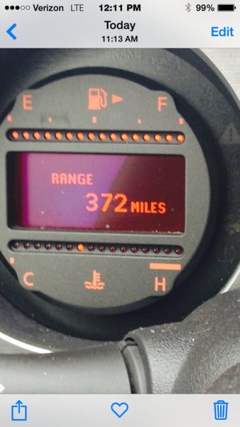 the most mileage to a fill up I've ever gotten, Sweet !