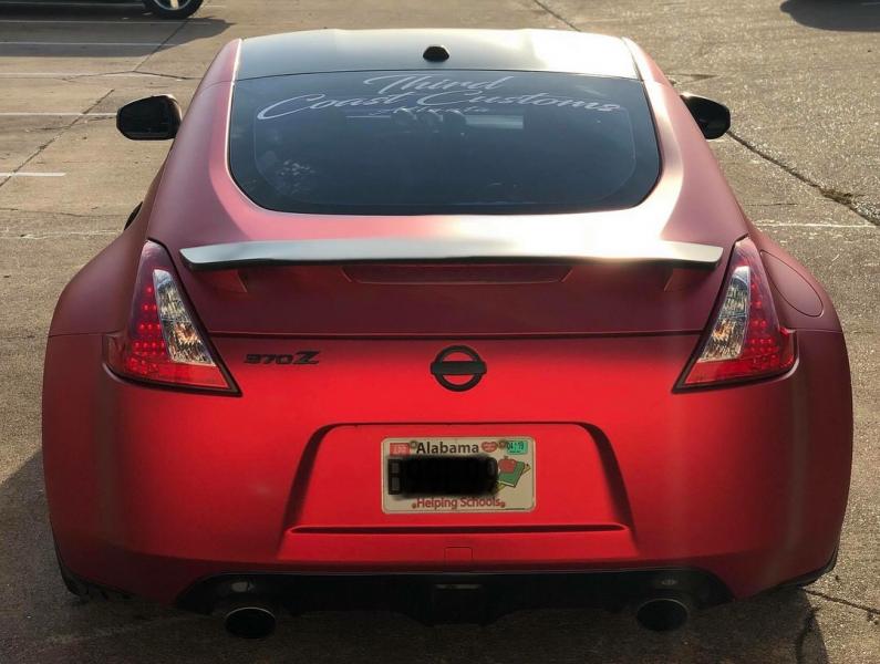 satin chrome red rear view