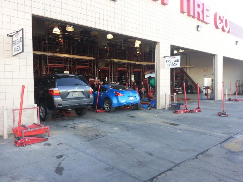 At the shop installing my new wheels