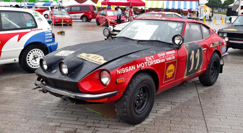 Datsun Fairlady 240Z - this car always fascinated me as a kid. You have a street sports car, converted for the rough-and-tumble rally scene. Carried on later by Porsche's 959 Rally car.