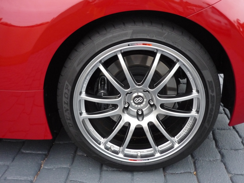 In Australia we get the crap 18" rims

I got Enkei GTC-01 rims in 19"
19 * 10 - 275/35/19
Dunlop Sport Maxx tyres