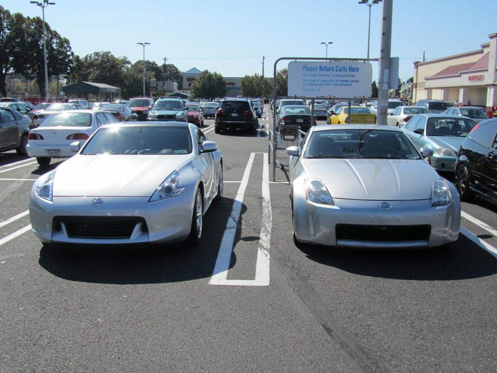 Veronika parked next to a random 350Z