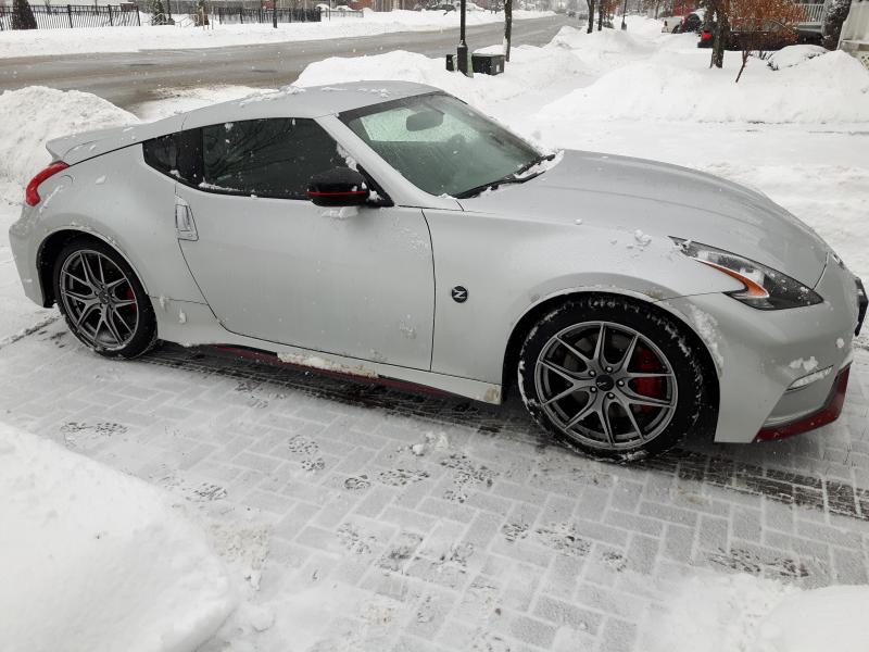 Winter wheels and tires installed.