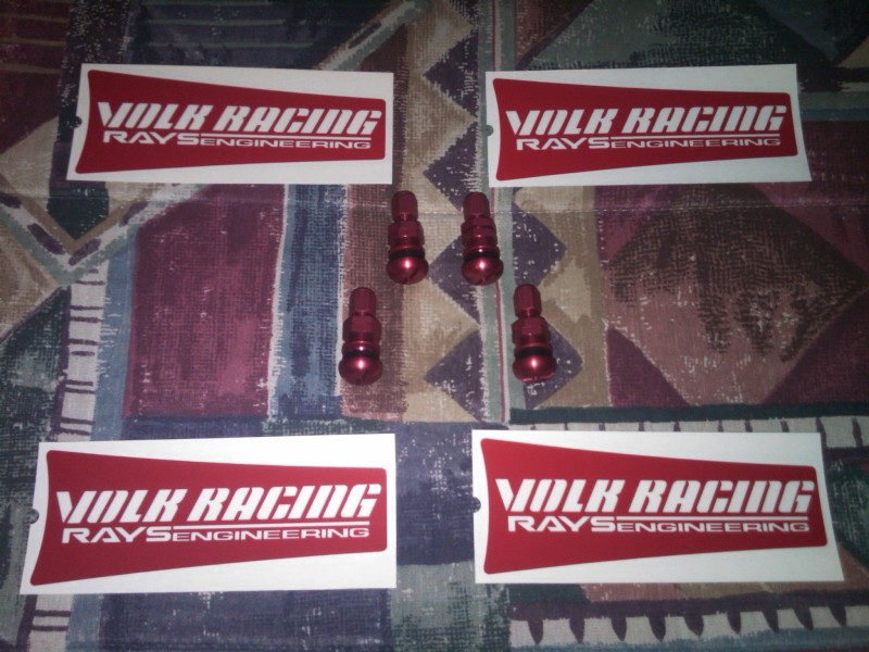 Volk Racing TE37SL Stickers + Rays Engineering Valve Stem Caps

All these came with my set of Matte Black TE37SL wheels