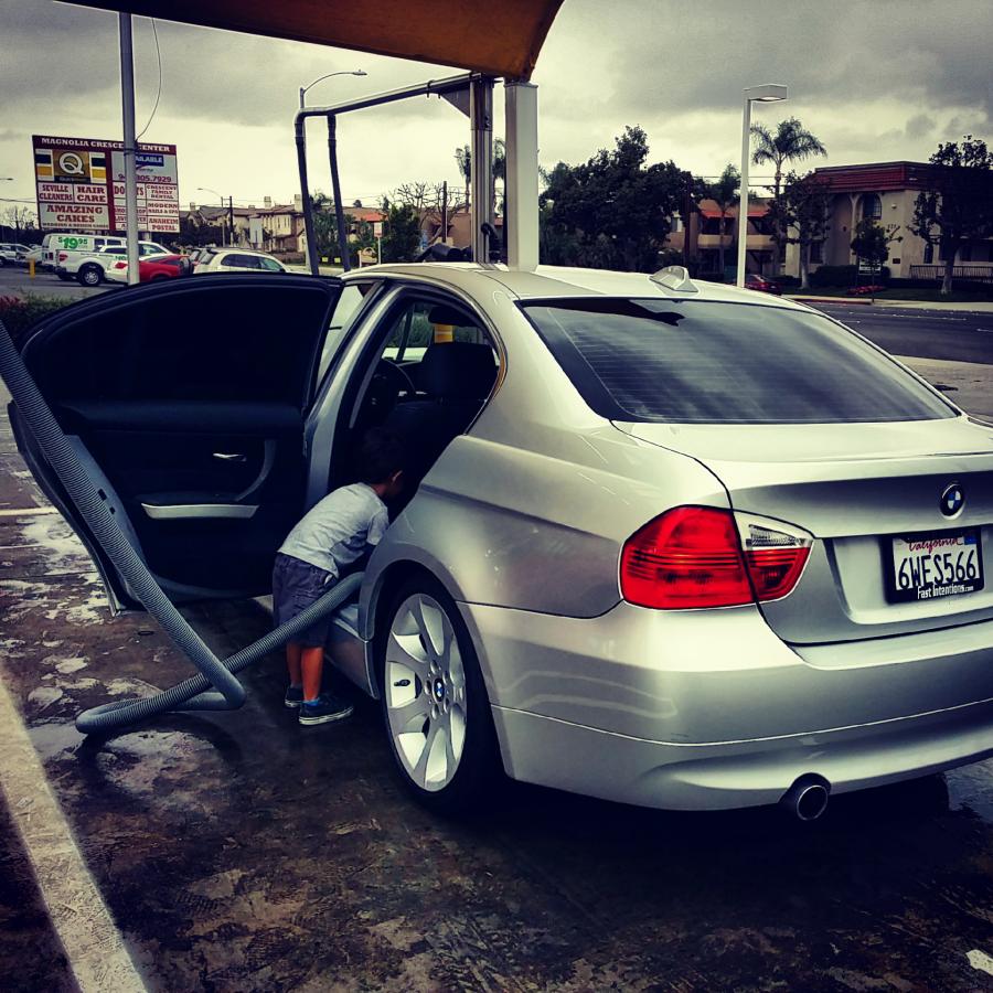 My son helping to clean the 335i