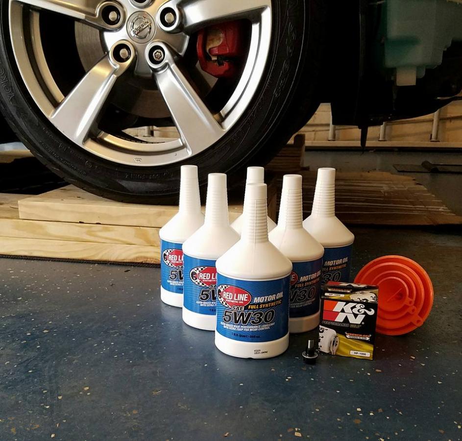 RedLine 5W-30 Oil Change, K&N Filter and Greddy Magnetic Oil Drain Plug.