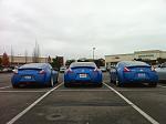 Elite Monterey Blue Z meet 11/13/2010  ;) 
 
Left car on coils., middle car Swift Spec R, right stock height.