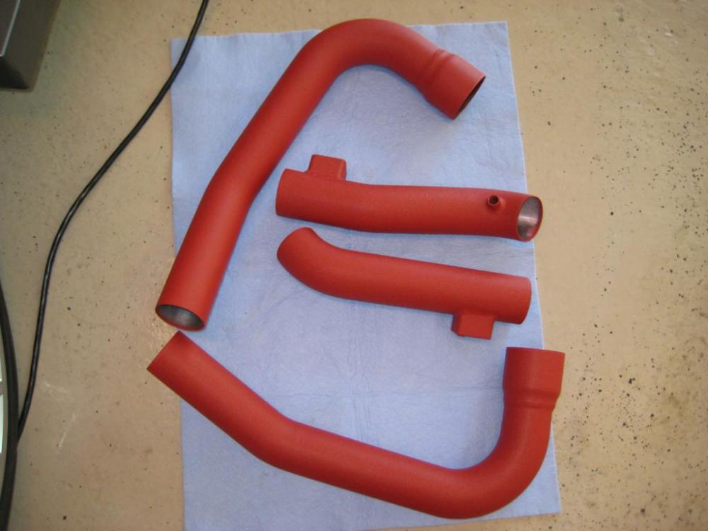 Stillen long tubes, red crinkle powdercoat