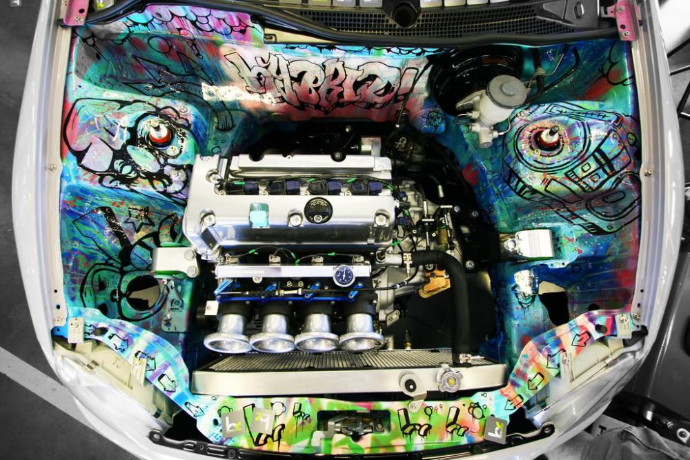 Del Sol graffiti engine bay, Kinsler ITB kit Import Alliance 2009