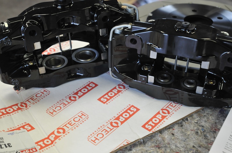 StopTech BBK 4P Front and Rear Piston comparison. Front Left (left caliper) Rear Right (right caliper)