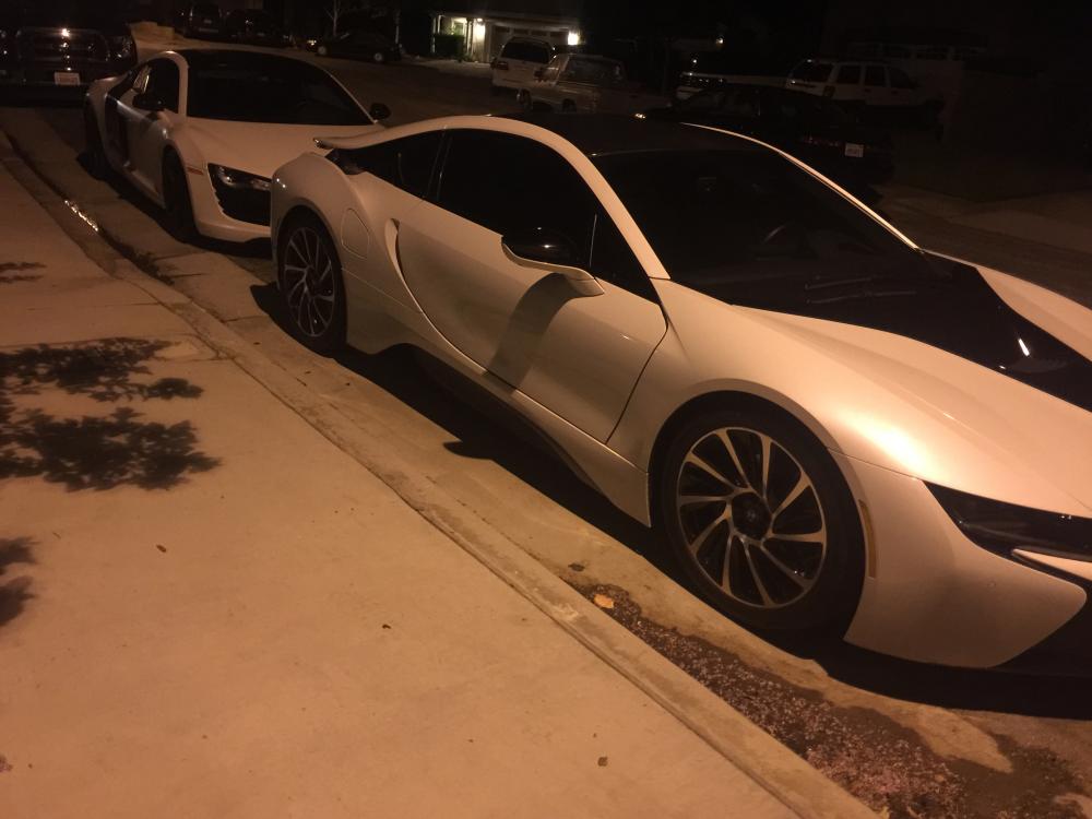 2016 Audi R8 & 2016 BMW I8
 I love it when the homies come over to play poker. I like it even more when they get too drunk and I have to take them home!!! That R8 man.... I thought my car was fast hahaha!