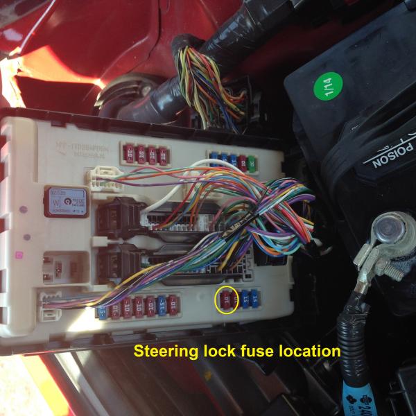 #16 Steering lock fuse location.