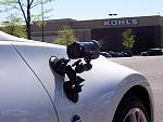 Steve's Delkin Double Gecko camera mount with his HD camcorder doing it's thing.