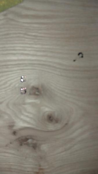 Ink transferred to the wood where the bolt holes needed to be